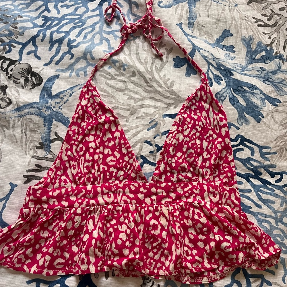 Pink Halter Crop Top